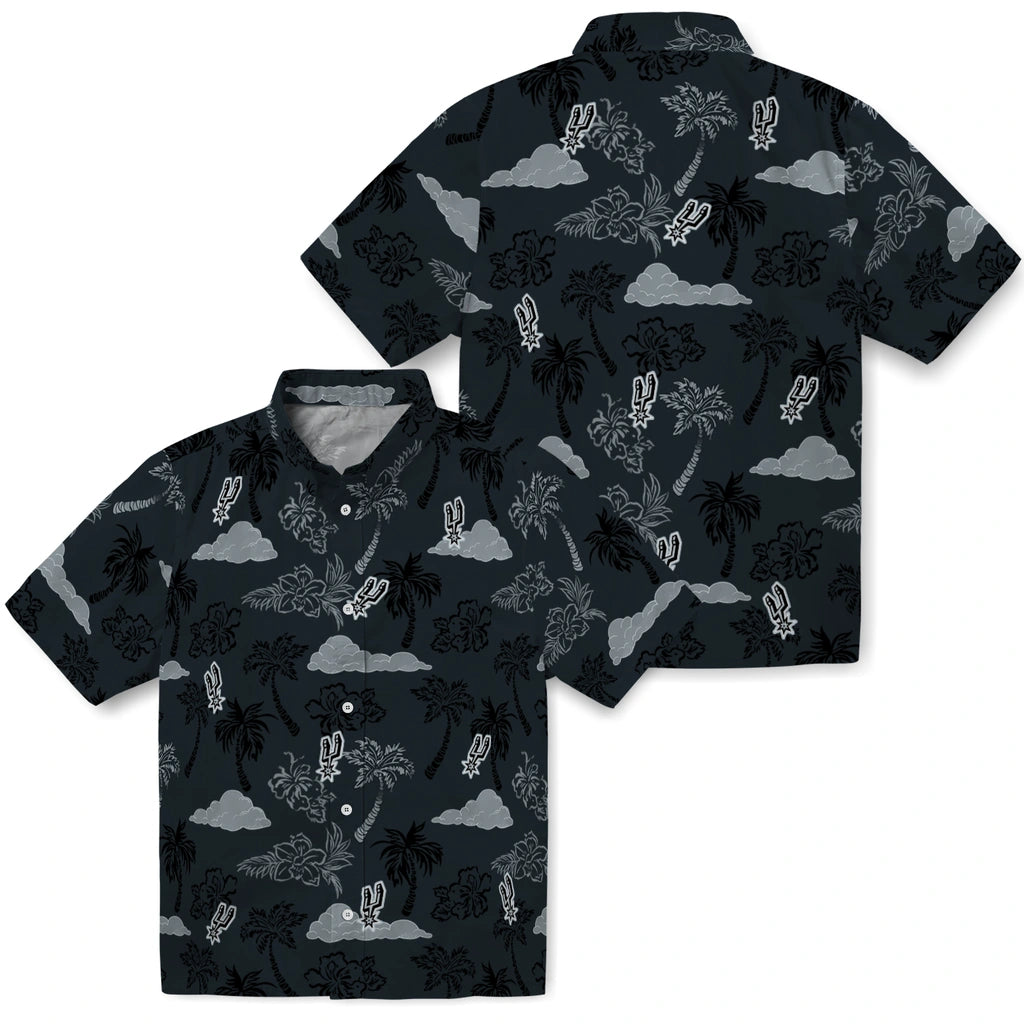 San Antonio Spurs Hawaiian Shirt - Palm And Clouds | Hula Hawaiian Shirts