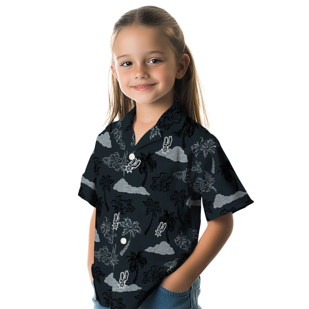 San Antonio Spurs Hawaiian Shirt - Palm And Clouds | Hula Hawaiian Shirts