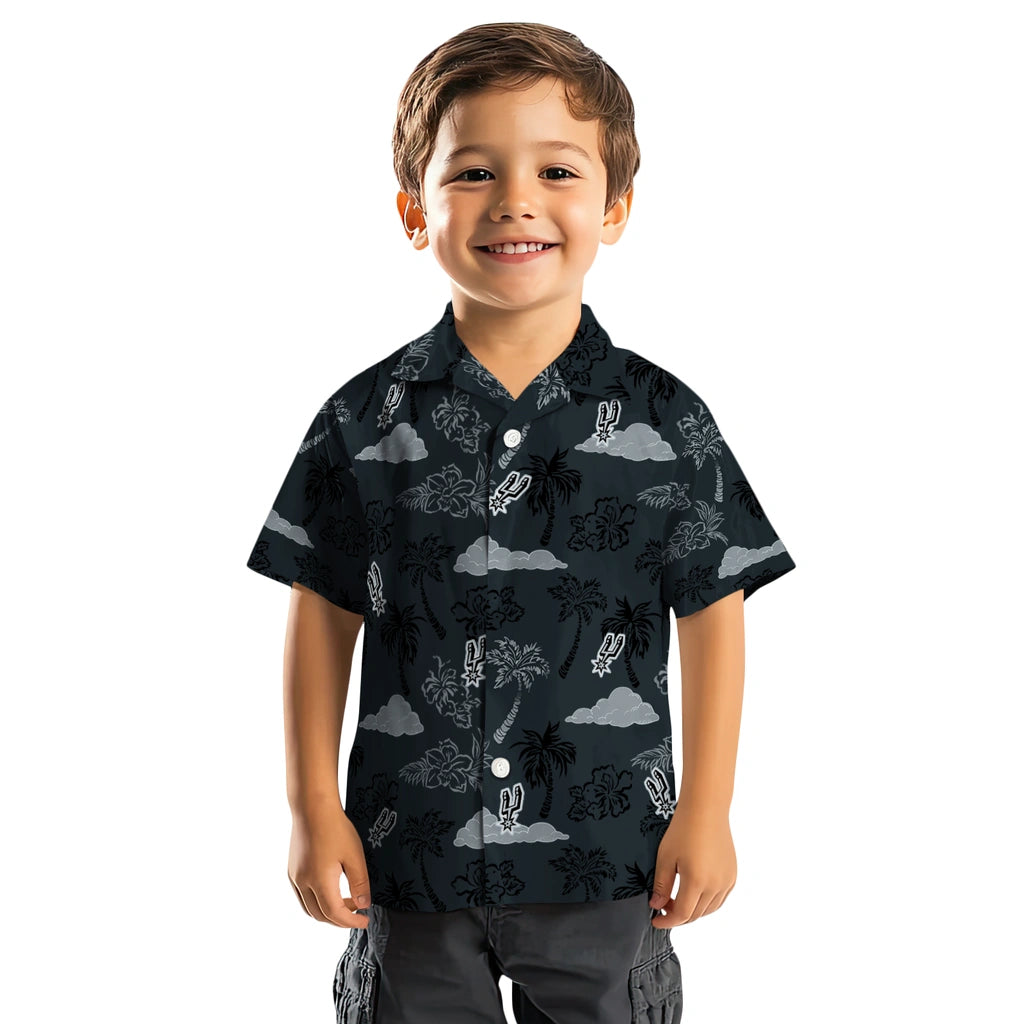 San Antonio Spurs Hawaiian Shirt - Palm And Clouds | Hula Hawaiian Shirts