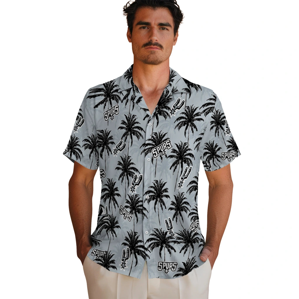 San Antonio Spurs Hawaiian Shirt - Palm Tree Motif | Hula Hawaiian Shirts