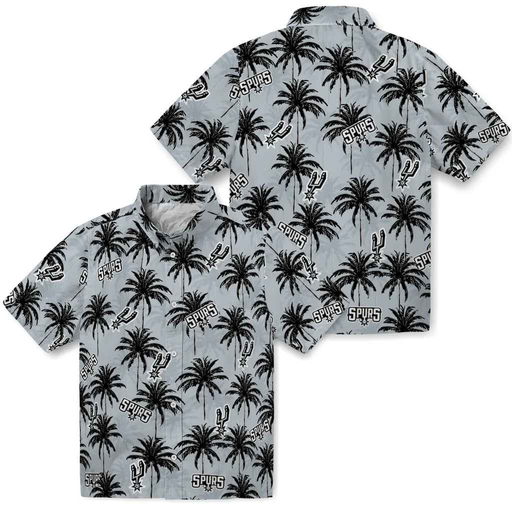 San Antonio Spurs Hawaiian Shirt - Palm Tree Motif | Hula Hawaiian Shirts