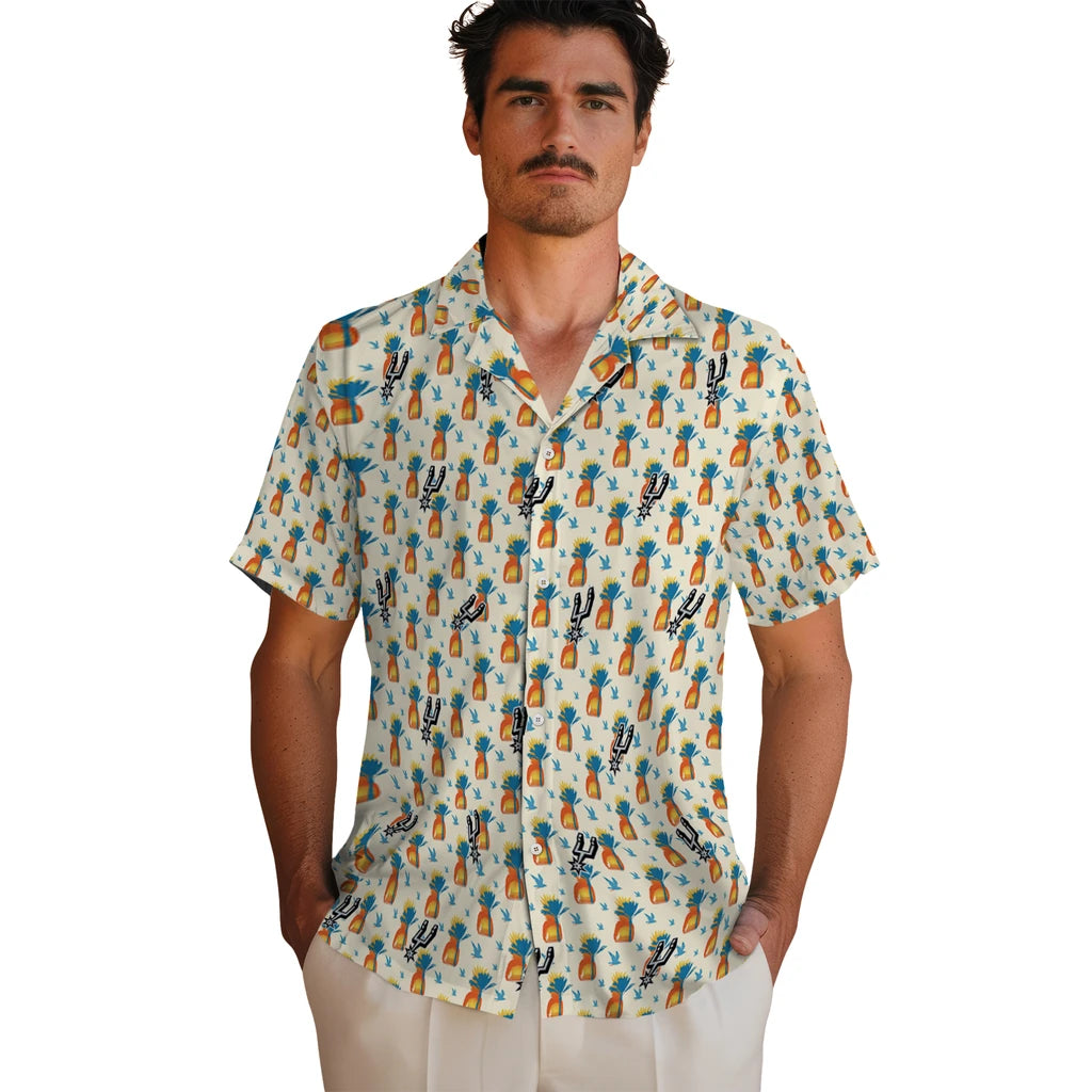 San Antonio Spurs Hawaiian Shirt - Pineapple Delight | Hula Hawaiian Shirts