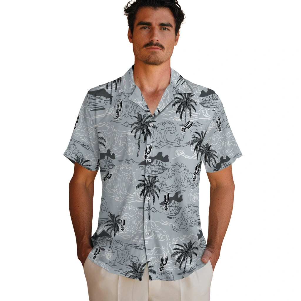 San Antonio Spurs Hawaiian Shirt - Wave Palm | Hula Hawaiian Shirts