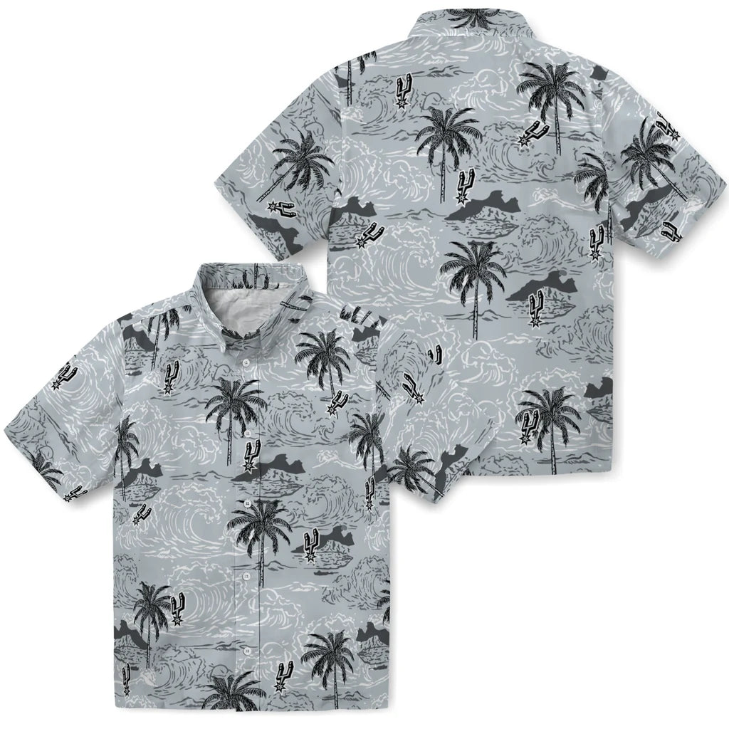San Antonio Spurs Hawaiian Shirt - Wave Palm | Hula Hawaiian Shirts