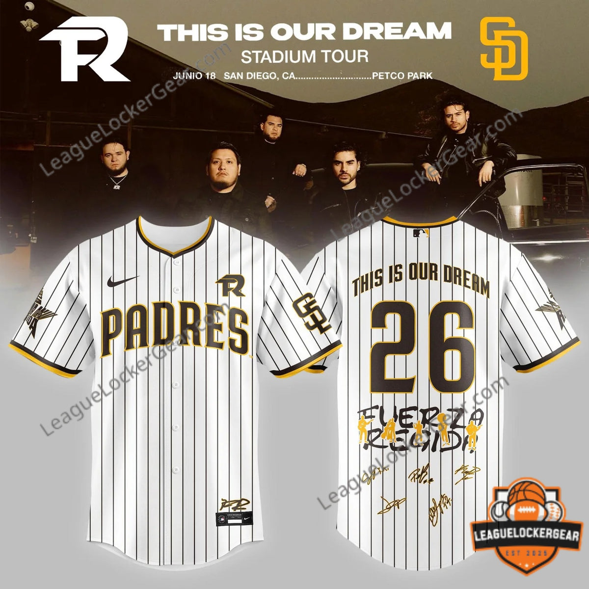 San Diego Padres Fuerza Regida This Is Our Dream Stadium Tour Baseball Jersey - LeagueLockerGear