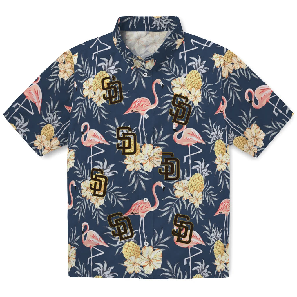 San Diego Padres Hawaiian Shirt - Flamingo Hibiscus | Hula Hawaiian Shirts