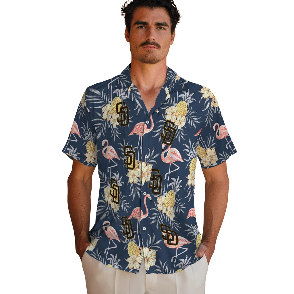 San Diego Padres Hawaiian Shirt - Flamingo Hibiscus | Hula Hawaiian Shirts
