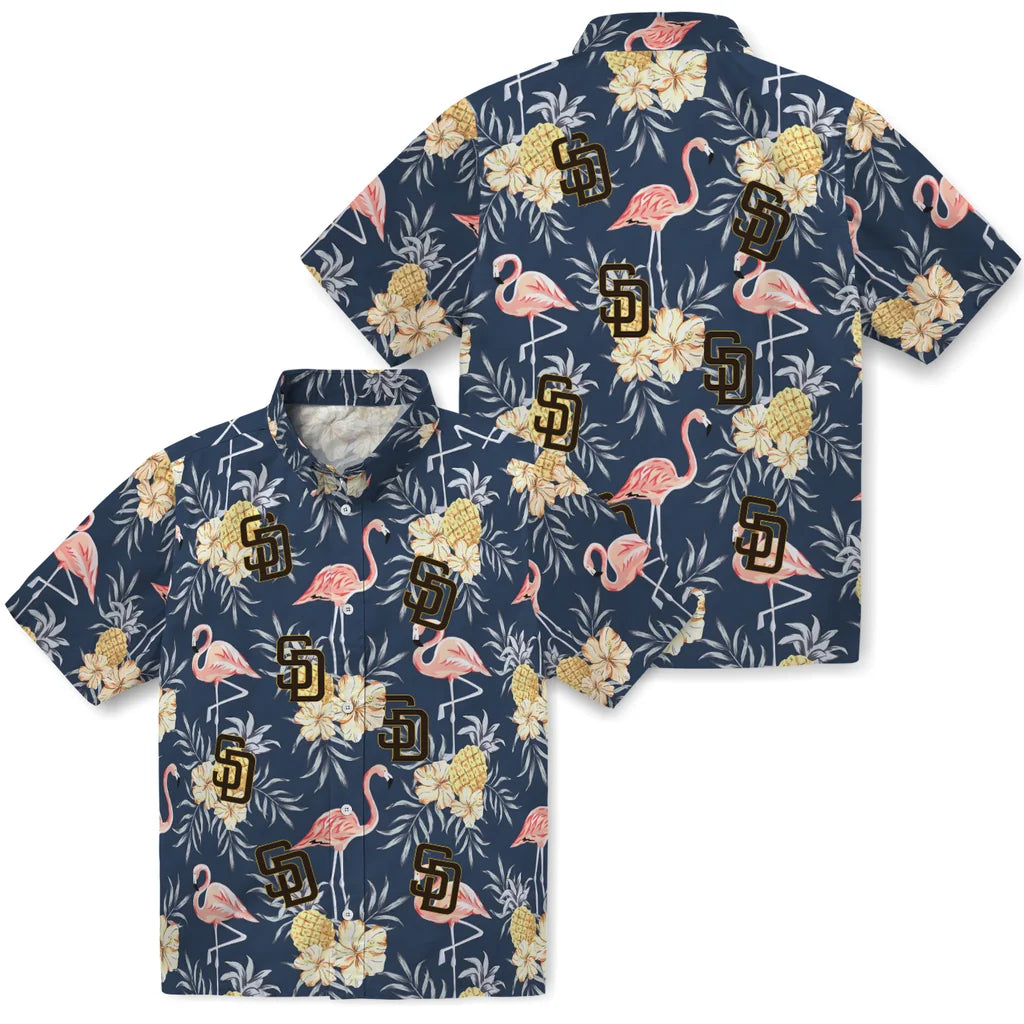 San Diego Padres Hawaiian Shirt - Flamingo Hibiscus | Hula Hawaiian Shirts
