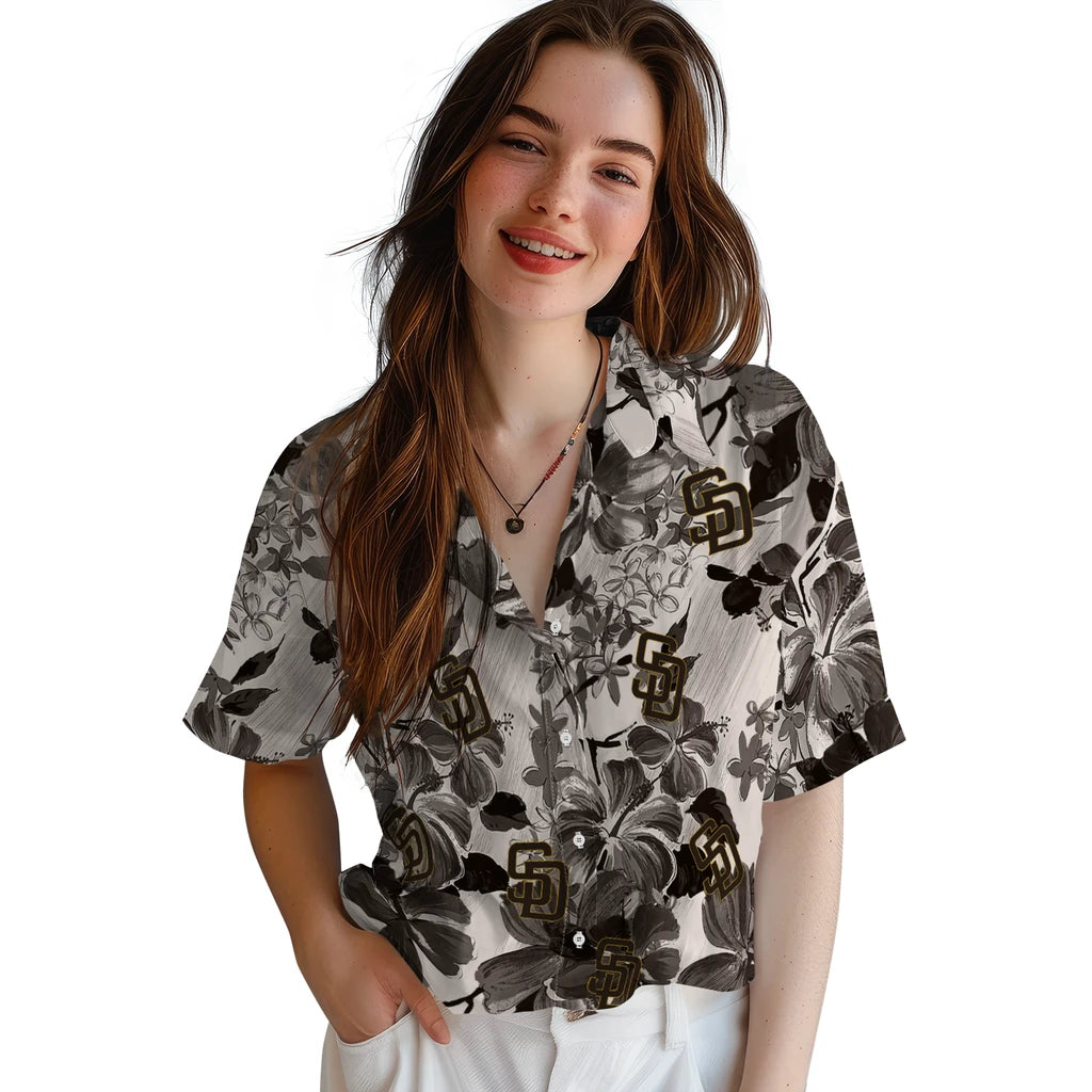 San Diego Padres Hawaiian Shirt - Hibiscus Arrangement | Hula Hawaiian Shirts