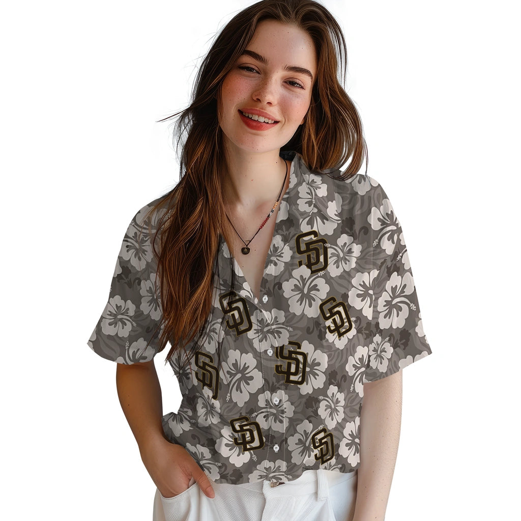 San Diego Padres Hawaiian Shirt - Hibiscus Cluster | Hula Hawaiian Shirts