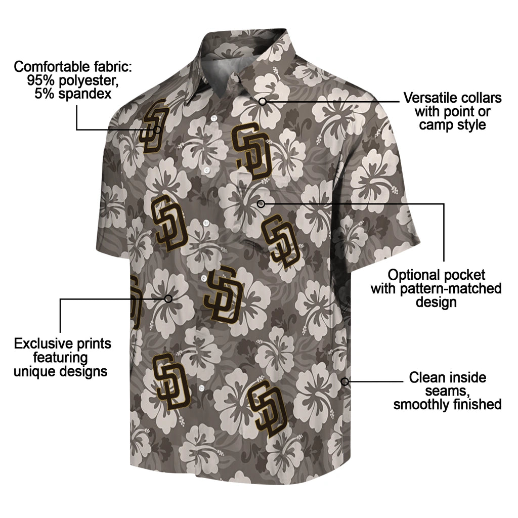 San Diego Padres Hawaiian Shirt - Hibiscus Cluster | Hula Hawaiian Shirts