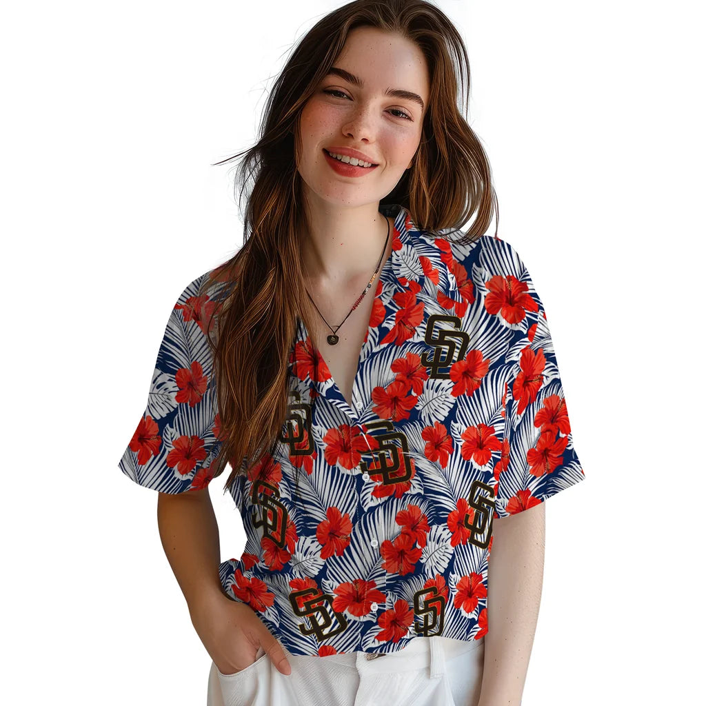 San Diego Padres Hawaiian Shirt - Hibiscus Fiesta | Hula Hawaiian Shirts
