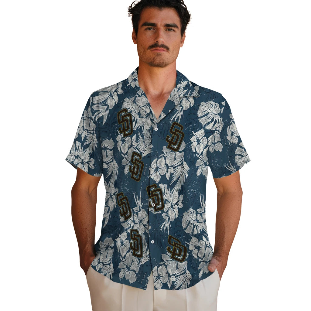 San Diego Padres Hawaiian Shirt - Hibiscus Flowers | Hula Hawaiian Shirts