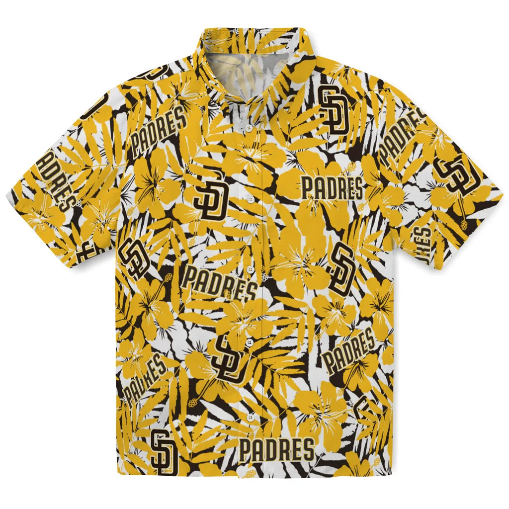 San Diego Padres Hawaiian Shirt - Hibiscus Overlay | Hula Hawaiian Shirts