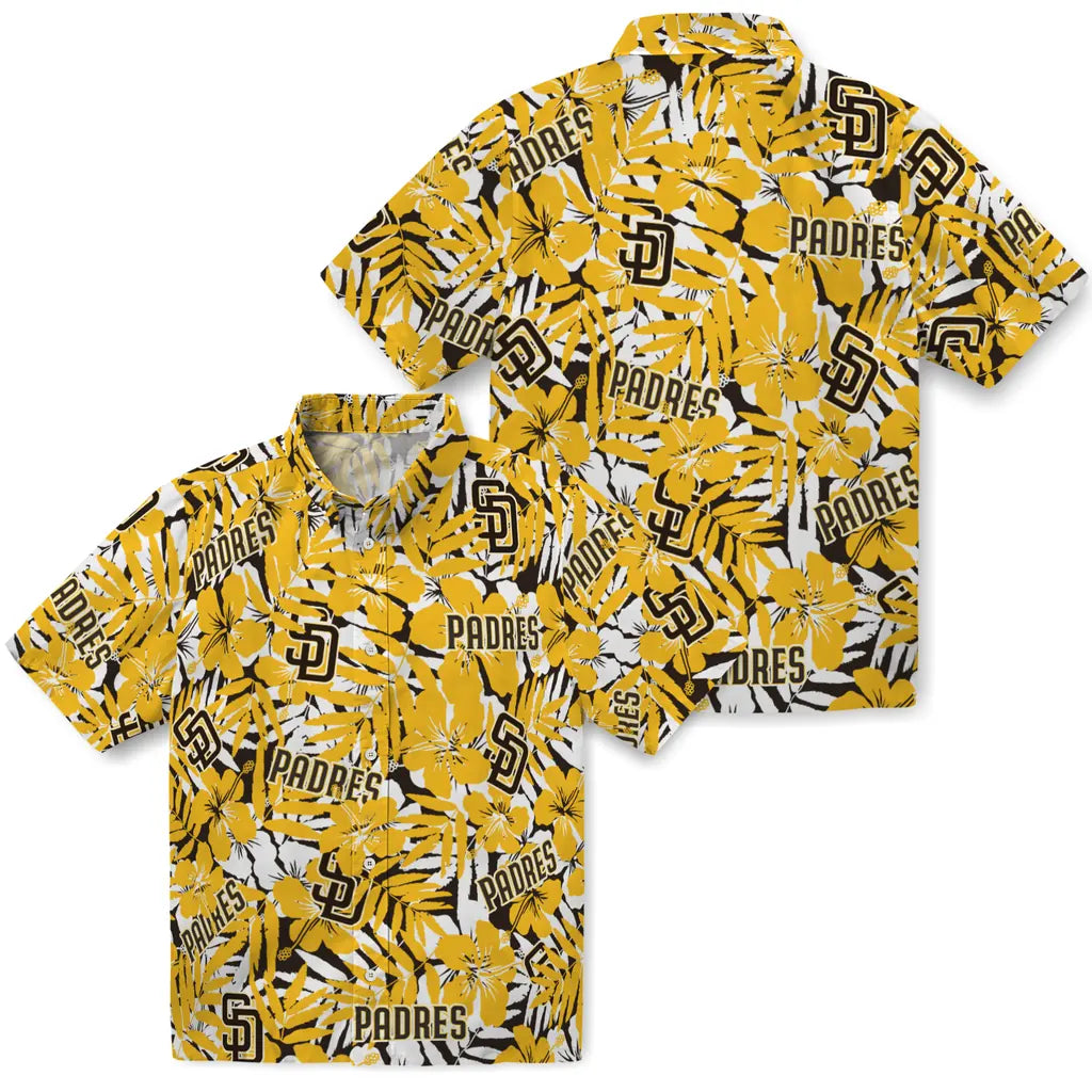 San Diego Padres Hawaiian Shirt - Hibiscus Overlay | Hula Hawaiian Shirts