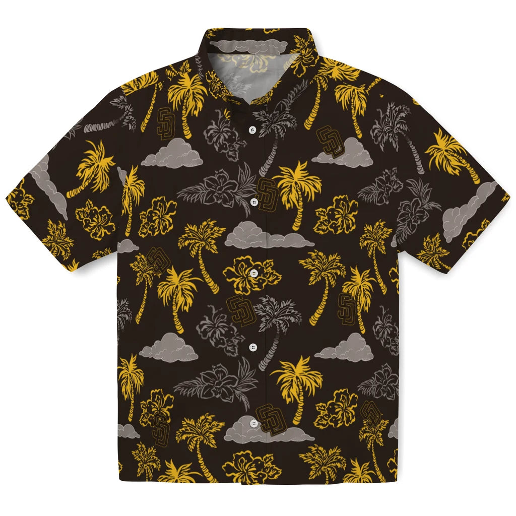 San Diego Padres Hawaiian Shirt - Palm And Clouds | Hula Hawaiian Shirts