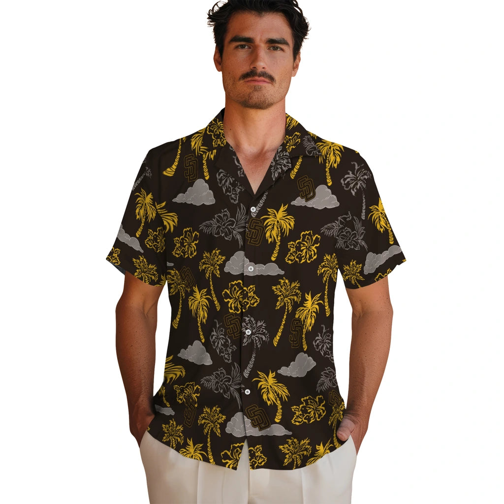 San Diego Padres Hawaiian Shirt - Palm And Clouds | Hula Hawaiian Shirts