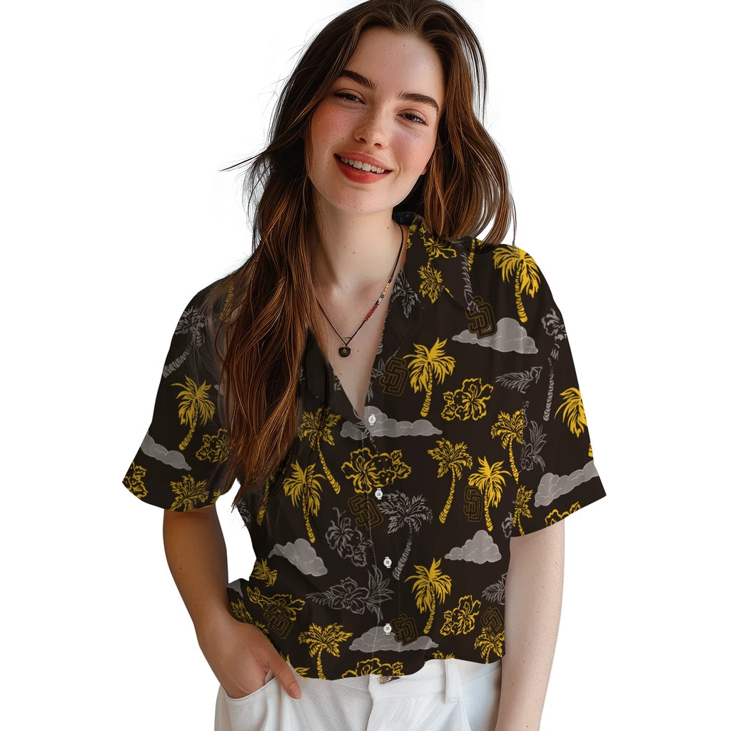 San Diego Padres Hawaiian Shirt - Palm And Clouds | Hula Hawaiian Shirts