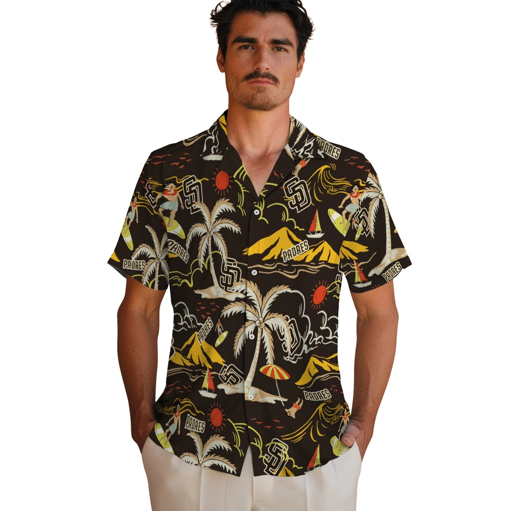 San Diego Padres Hawaiian Shirt - Palm Tree Island | Hula Hawaiian Shirts