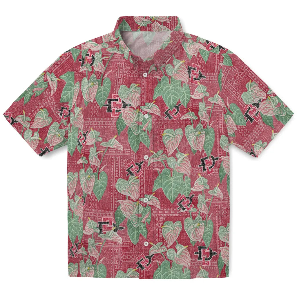 San Diego State Aztecs Hawaiian Shirt - Anthurium Overlay | Hula Hawaiian Shirts