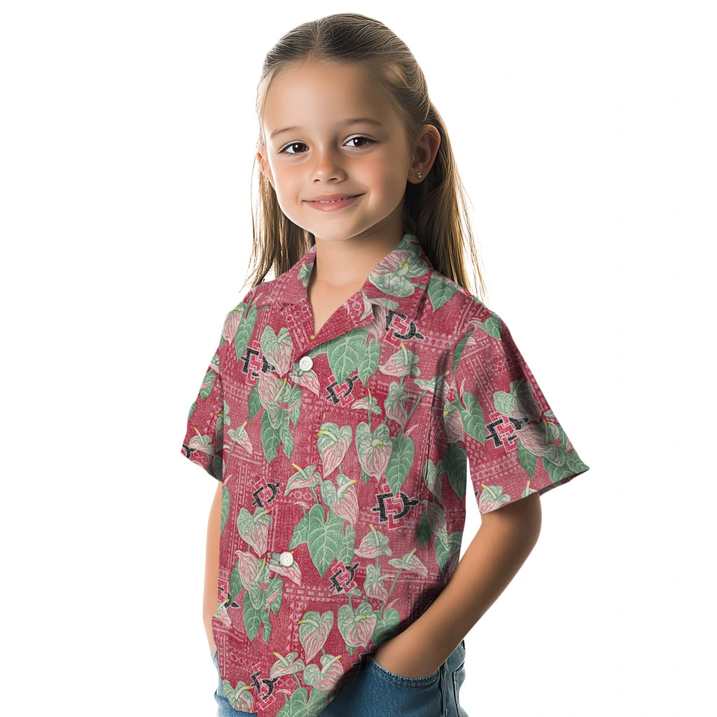 San Diego State Aztecs Hawaiian Shirt - Anthurium Overlay | Hula Hawaiian Shirts