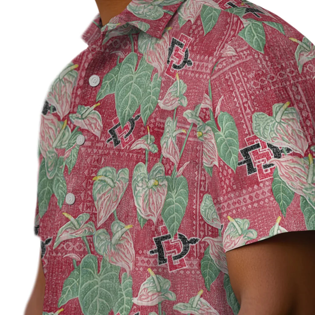 San Diego State Aztecs Hawaiian Shirt - Anthurium Overlay | Hula Hawaiian Shirts