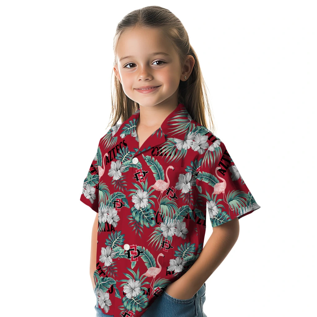 San Diego State Aztecs Hawaiian Shirt - Flamingo and Hibiscus | Hula Hawaiian Shirts