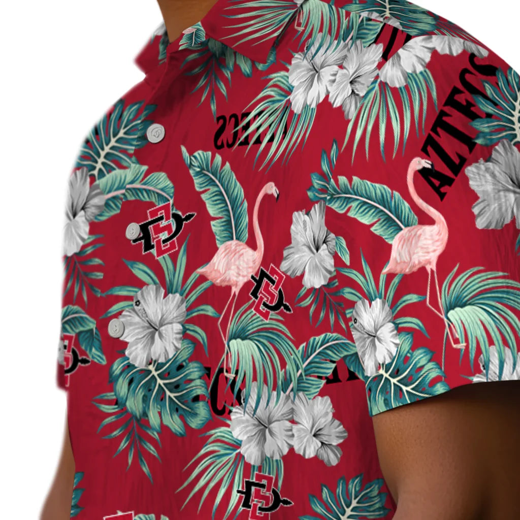 San Diego State Aztecs Hawaiian Shirt - Flamingo and Hibiscus | Hula Hawaiian Shirts