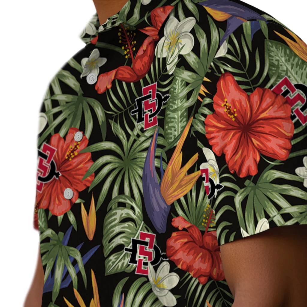 San Diego State Aztecs Hawaiian Shirt - Hawaii Floral Hibiscus | Hula Hawaiian Shirts