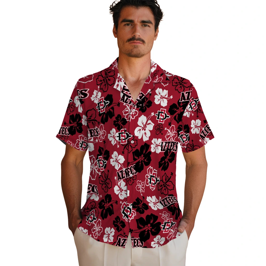 San Diego State Aztecs Hawaiian Shirt - Hibiscus Flower Design | Hula Hawaiian Shirts
