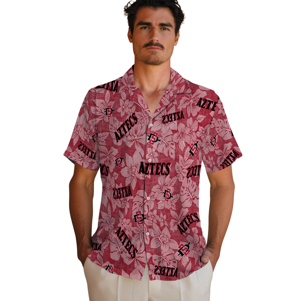 San Diego State Aztecs Hawaiian Shirt - Hibiscus Oasis | Hula Hawaiian Shirts