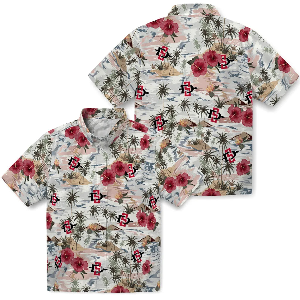 San Diego State Aztecs Hawaiian Shirt - Hibiscus Seaside | Hula Hawaiian Shirts