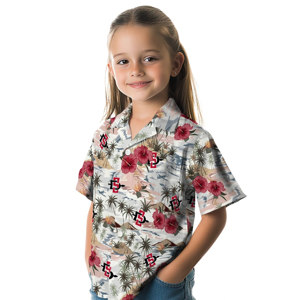 San Diego State Aztecs Hawaiian Shirt - Hibiscus Seaside | Hula Hawaiian Shirts