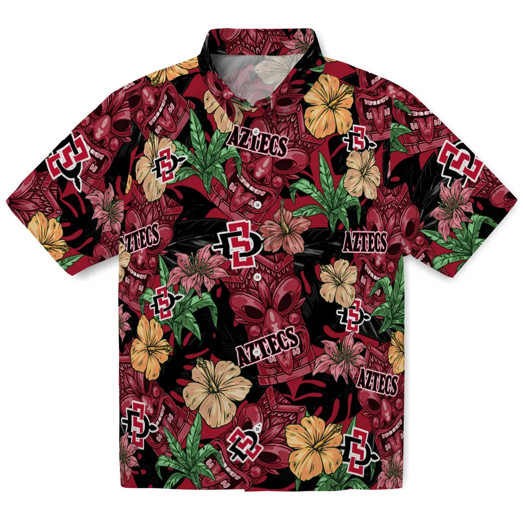 San Diego State Aztecs Hawaiian Shirt - Hibiscus Tiki Jungle | Hula Hawaiian Shirts