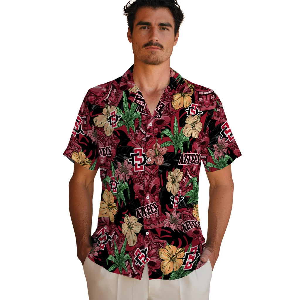 San Diego State Aztecs Hawaiian Shirt - Hibiscus Tiki Jungle | Hula Hawaiian Shirts