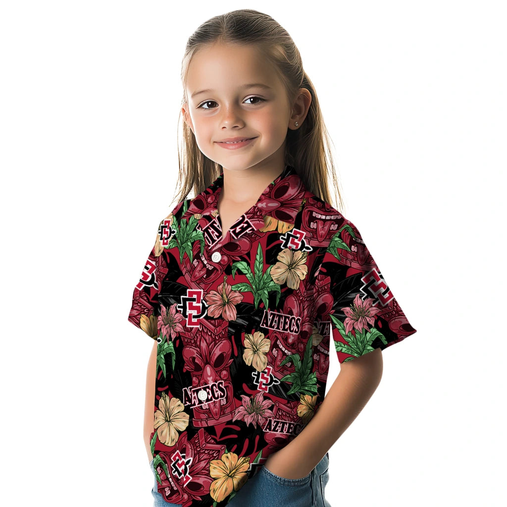 San Diego State Aztecs Hawaiian Shirt - Hibiscus Tiki Jungle | Hula Hawaiian Shirts
