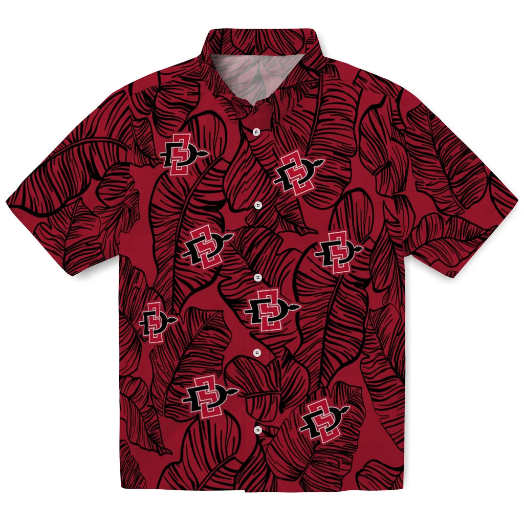 San Diego State Aztecs Hawaiian Shirt - Leaf Outline | Hula Hawaiian Shirts