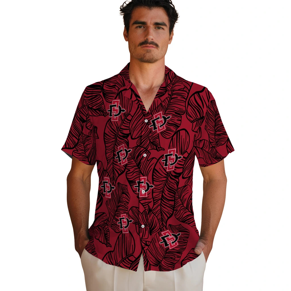 San Diego State Aztecs Hawaiian Shirt - Leaf Outline | Hula Hawaiian Shirts
