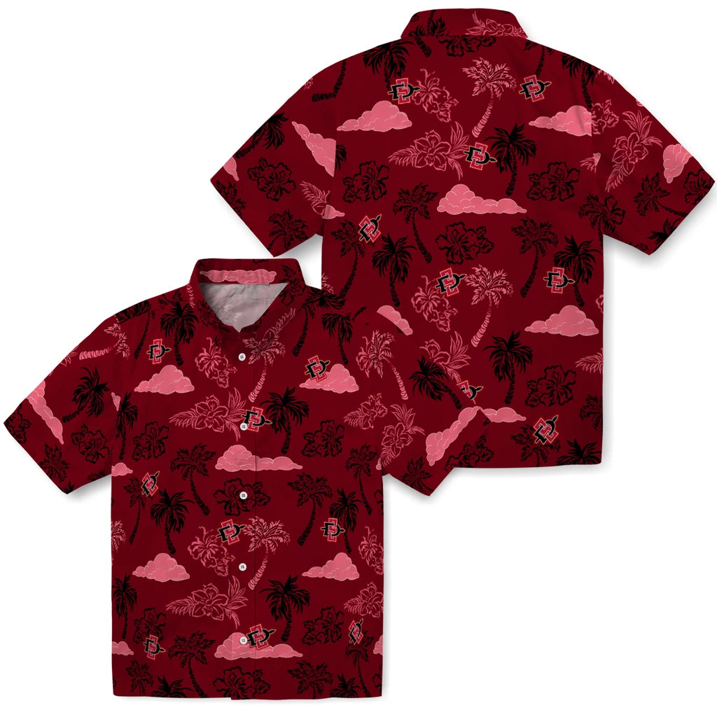 San Diego State Aztecs Hawaiian Shirt - Palm And Clouds | Hula Hawaiian Shirts