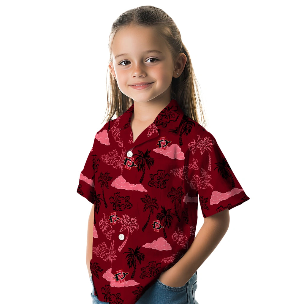 San Diego State Aztecs Hawaiian Shirt - Palm And Clouds | Hula Hawaiian Shirts