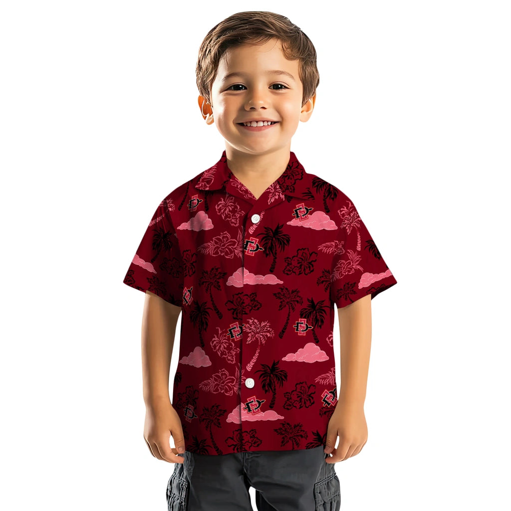 San Diego State Aztecs Hawaiian Shirt - Palm And Clouds | Hula Hawaiian Shirts