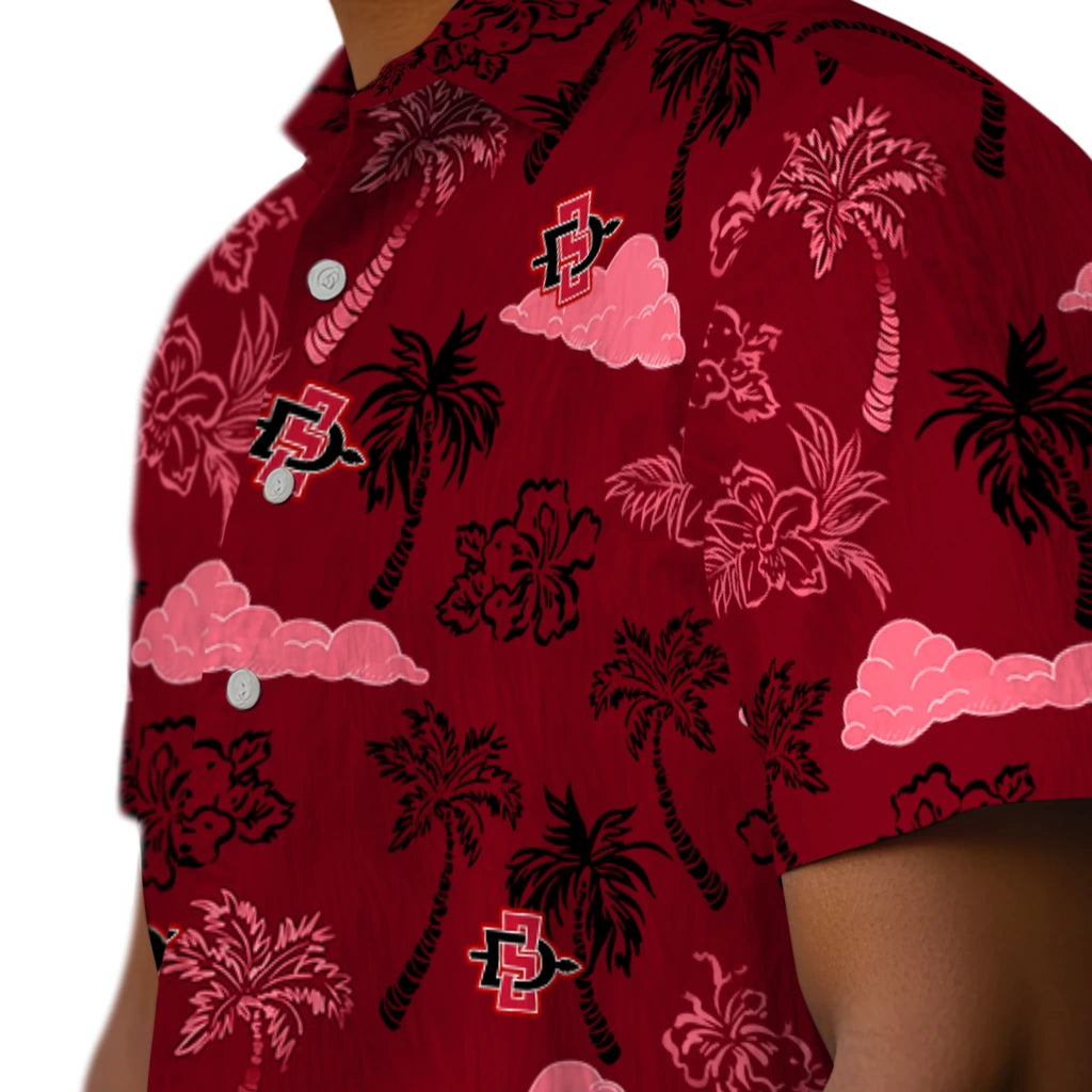 San Diego State Aztecs Hawaiian Shirt - Palm And Clouds | Hula Hawaiian Shirts