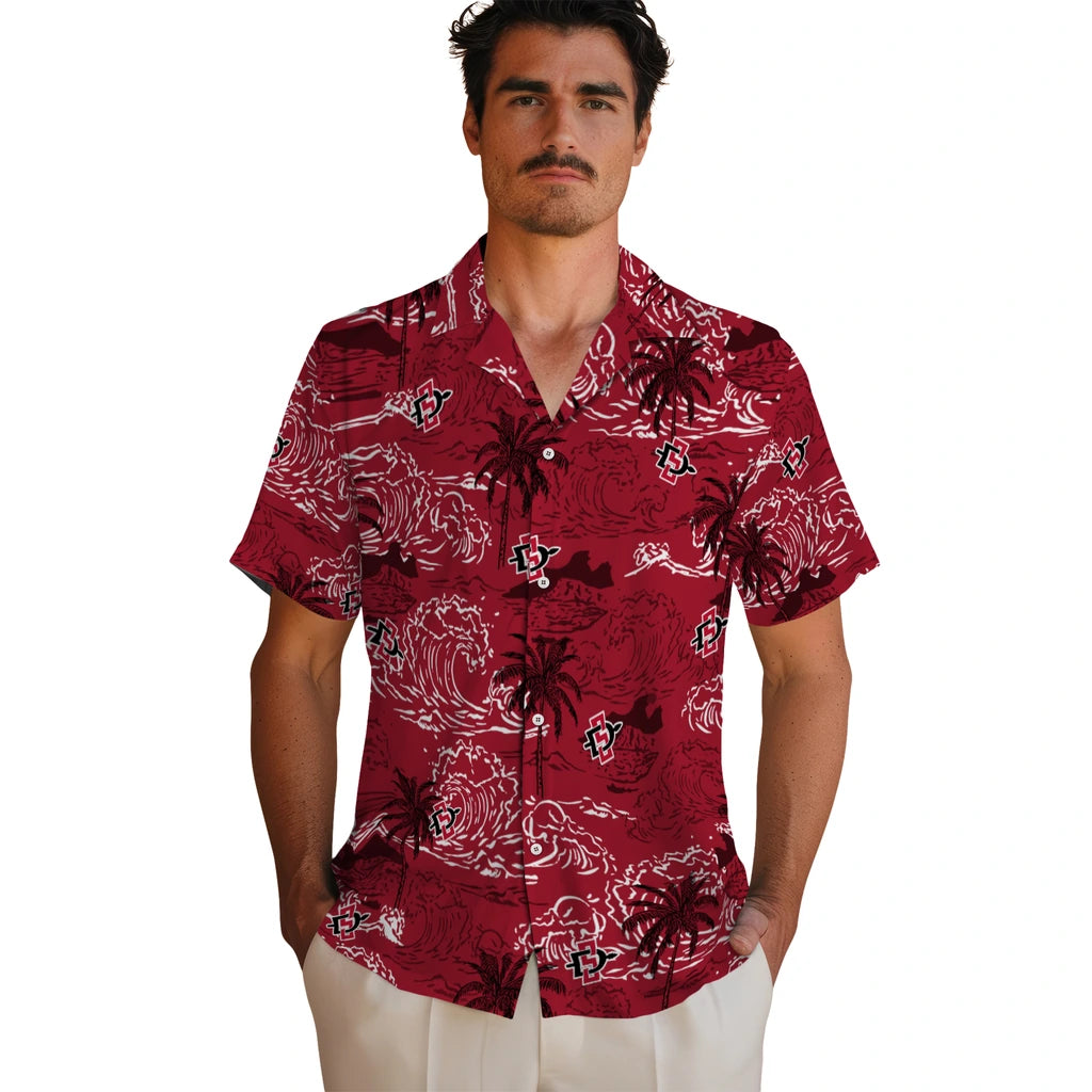 San Diego State Aztecs Hawaiian Shirt - Wave Palm | Hula Hawaiian Shirts