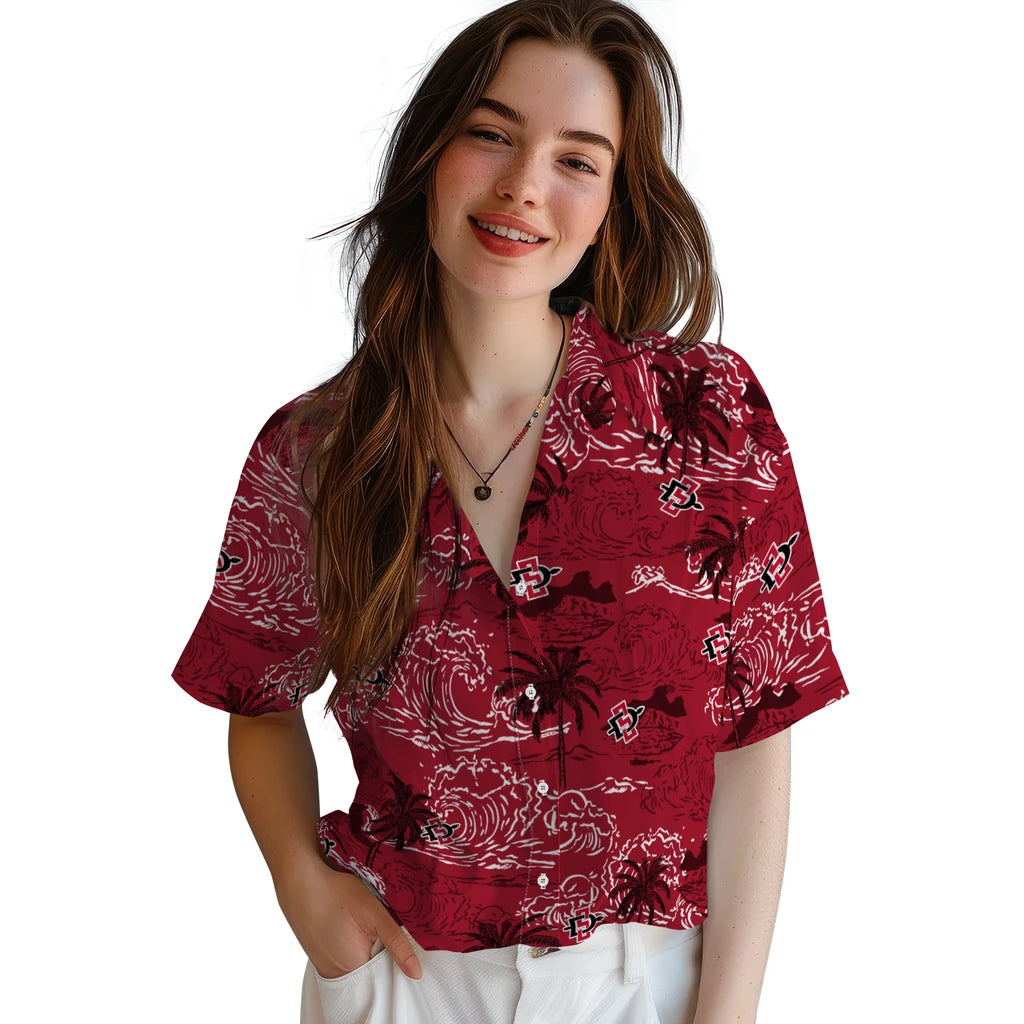 San Diego State Aztecs Hawaiian Shirt - Wave Palm | Hula Hawaiian Shirts
