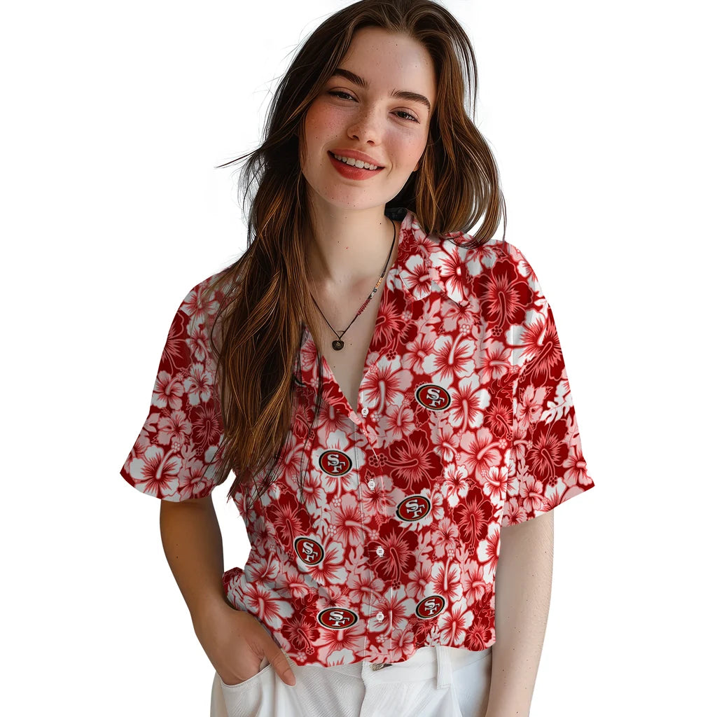 San Francisco 49ers Hawaiian Shirt - Hibiscus Blooms | Hula Hawaiian Shirts