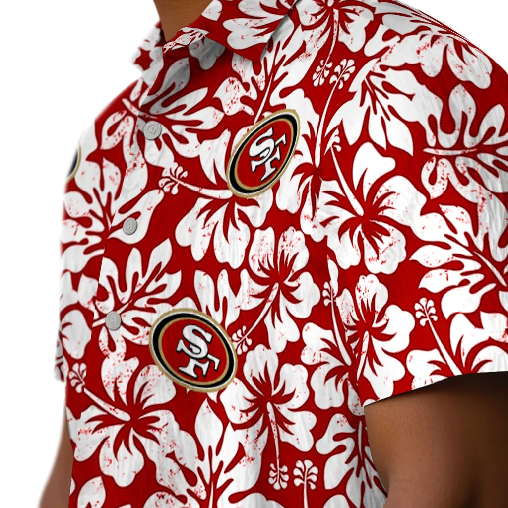 San Francisco 49ers Hawaiian Shirt - Hibiscus Motif | Hula Hawaiian Shirts