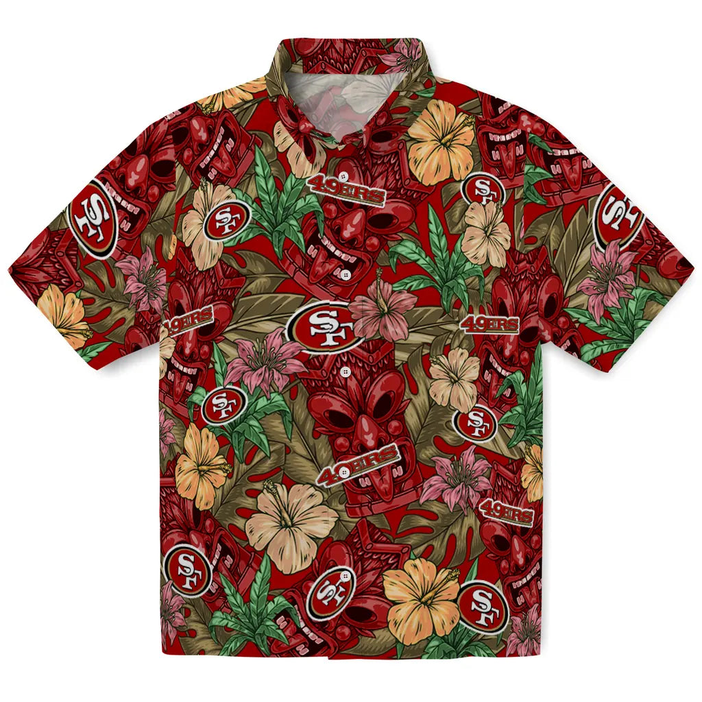 San Francisco 49ers Hawaiian Shirt - Hibiscus Tiki Jungle | Hula Hawaiian Shirts