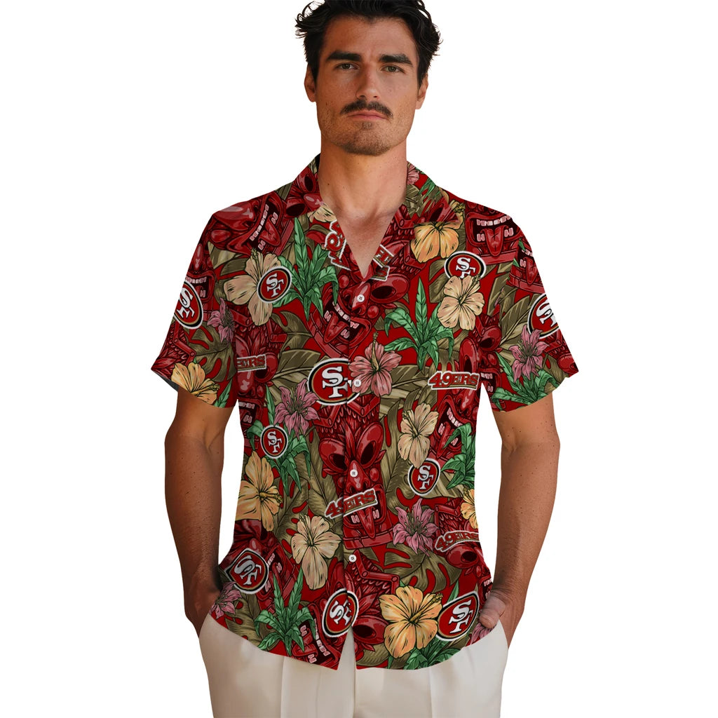 San Francisco 49ers Hawaiian Shirt - Hibiscus Tiki Jungle | Hula Hawaiian Shirts