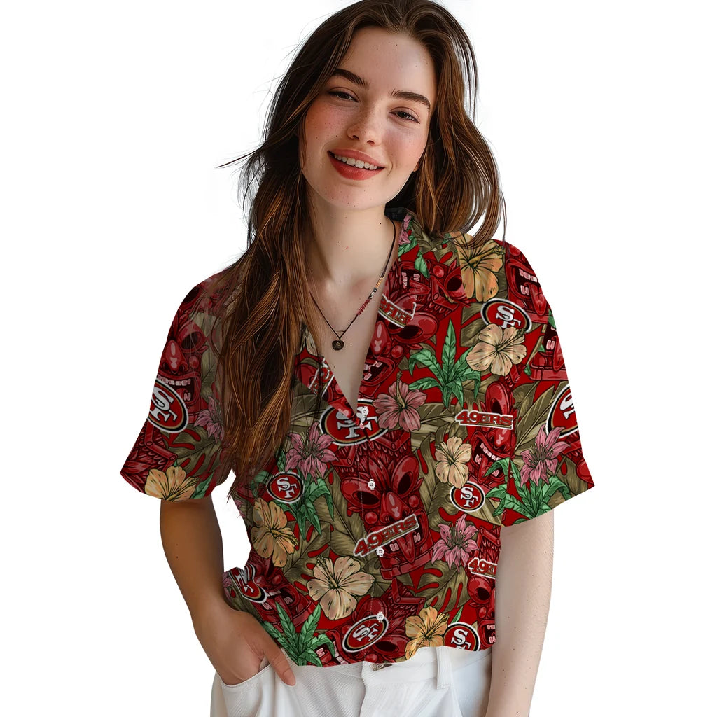 San Francisco 49ers Hawaiian Shirt - Hibiscus Tiki Jungle | Hula Hawaiian Shirts