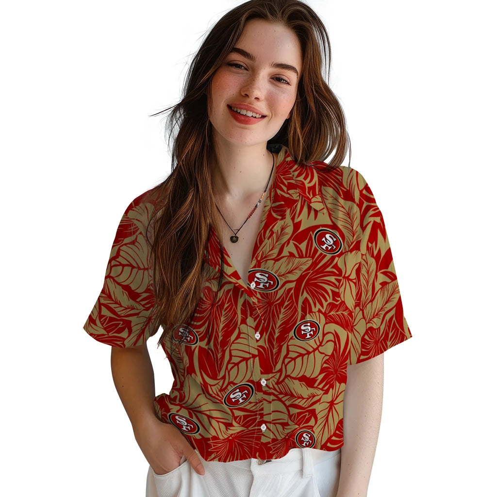 San Francisco 49ers Hawaiian Shirt - Monstera Layer | Hula Hawaiian Shirts